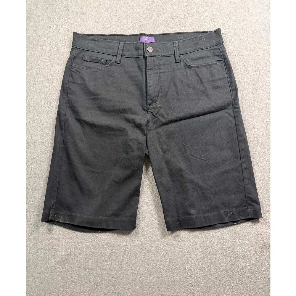 NYDJ Briella Bermuda Shorts Women's Size 10 Black Cotton Twill Lift Tuck Stretch